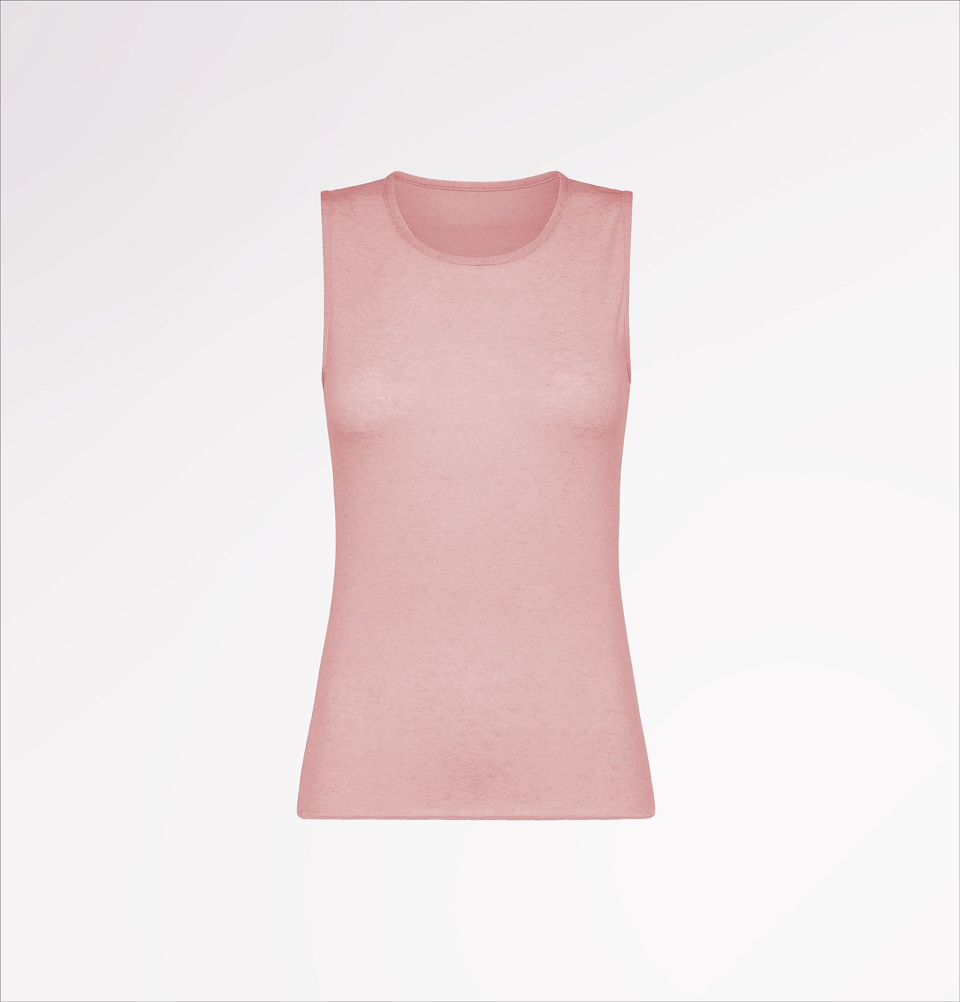 TENCEL™ cashmere crew neck tank top with wide shoulder