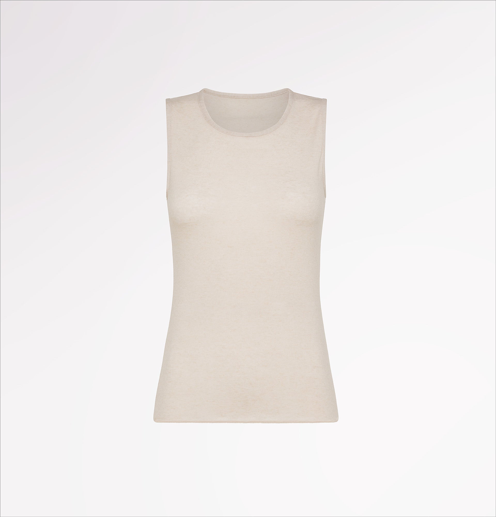 TENCEL™ cashmere crew neck tank top with wide shoulder