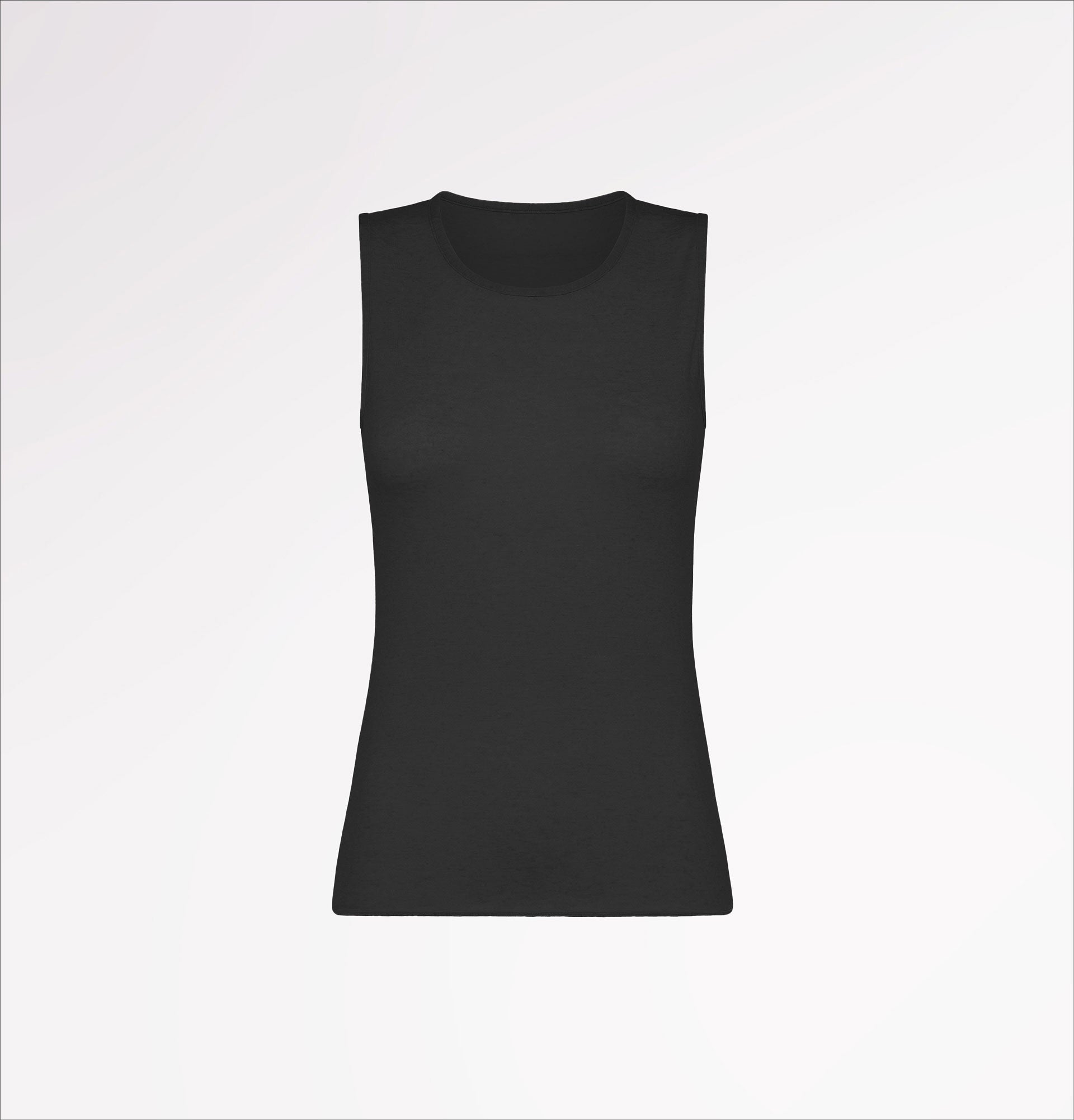 TENCEL™ cashmere crew neck tank top with wide shoulder