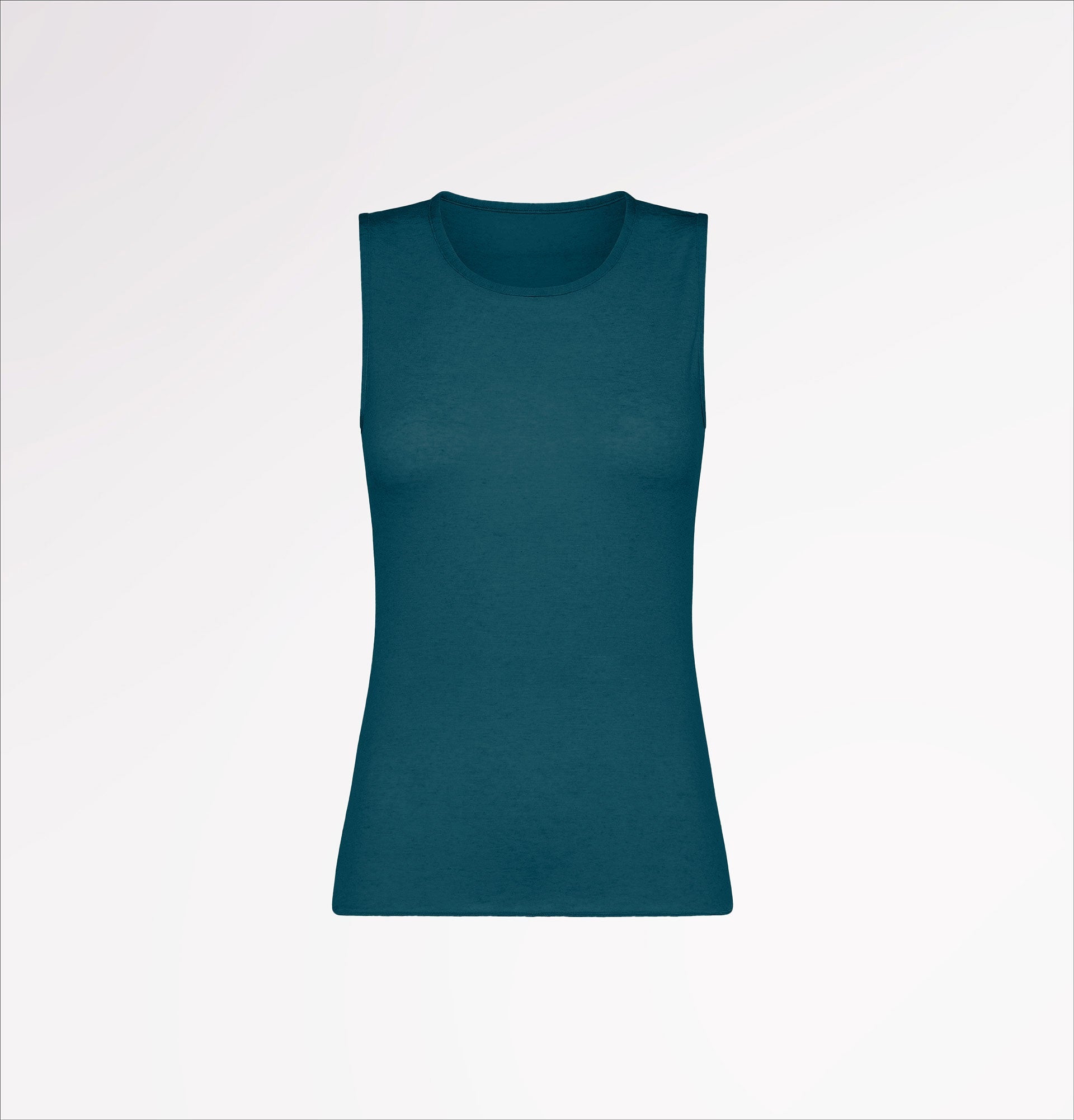 TENCEL™ cashmere crew neck tank top with wide shoulder