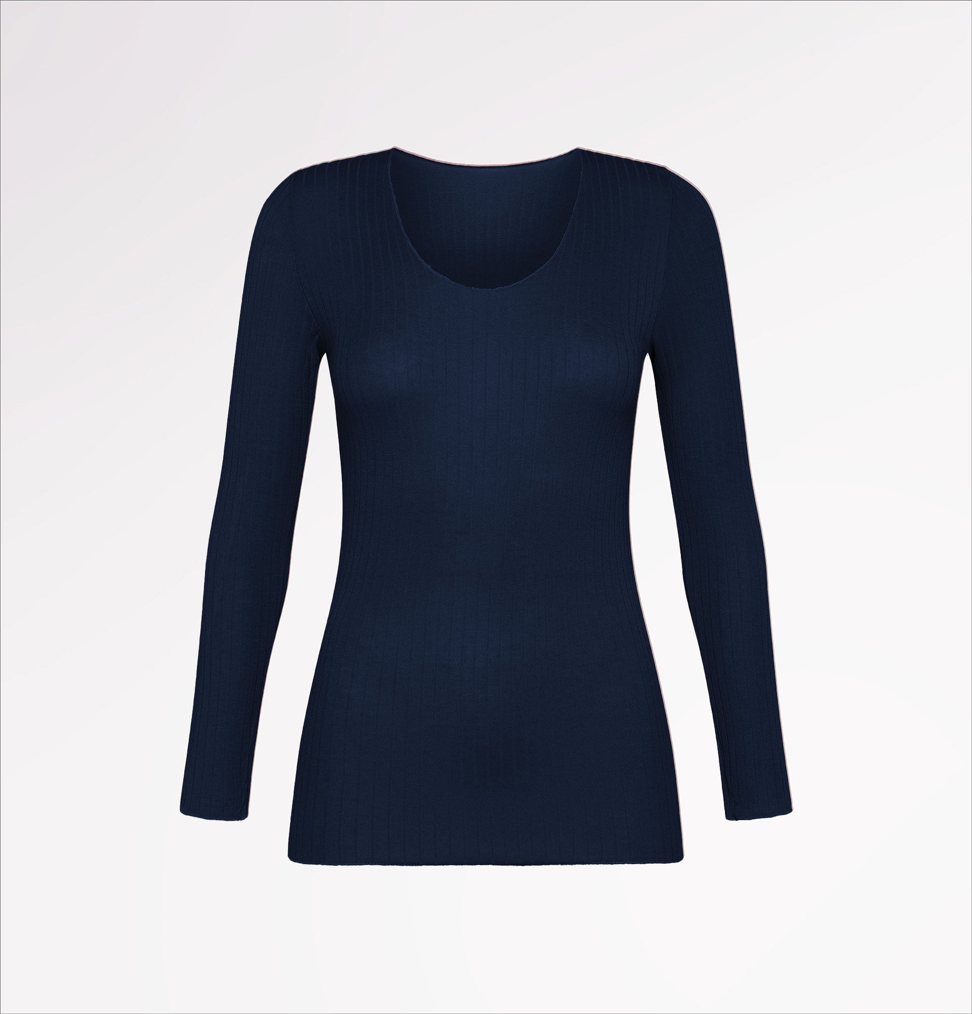 TENCEL™ cashmere ribbed crew neck sweater with long sleeves