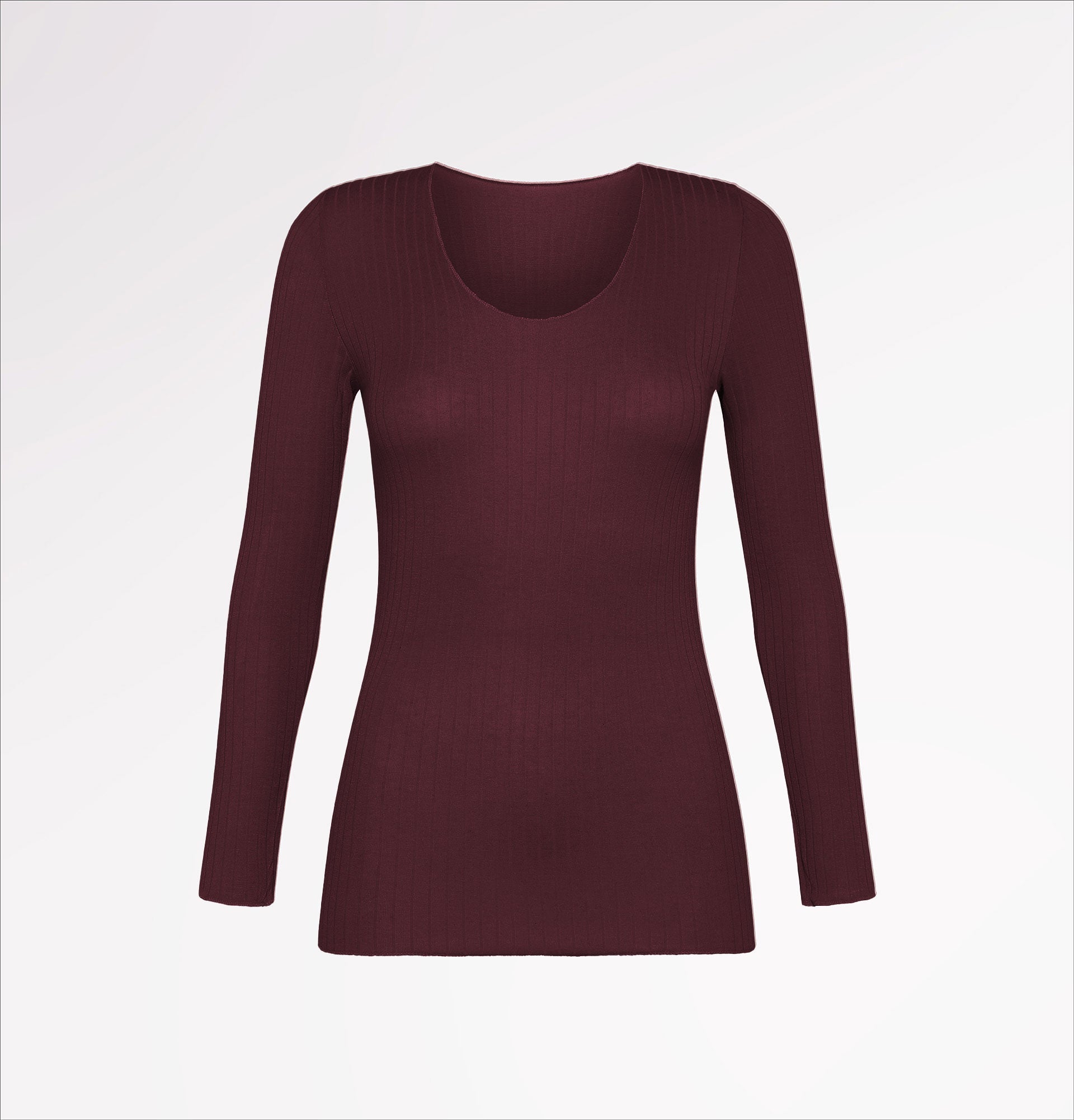 TENCEL™ cashmere ribbed crew neck sweater with long sleeves