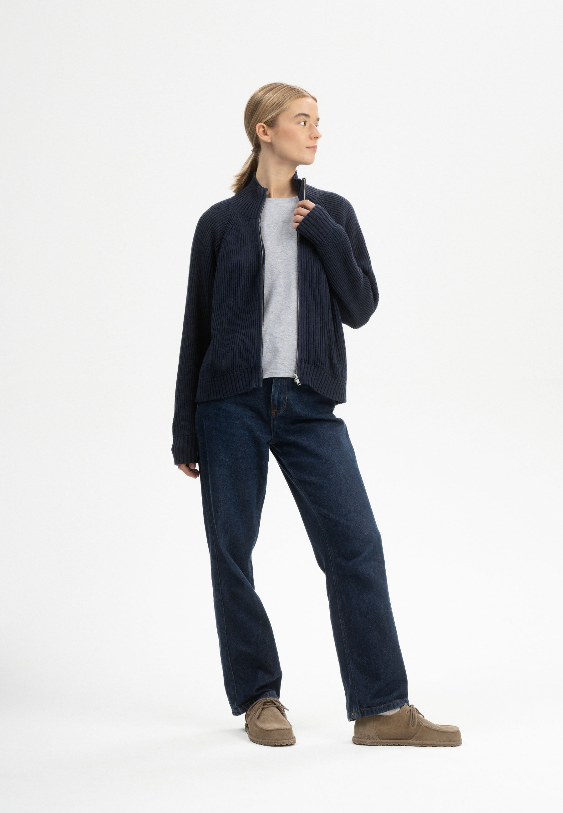 Giacca in Maglia di Cotone Biologico con Zip