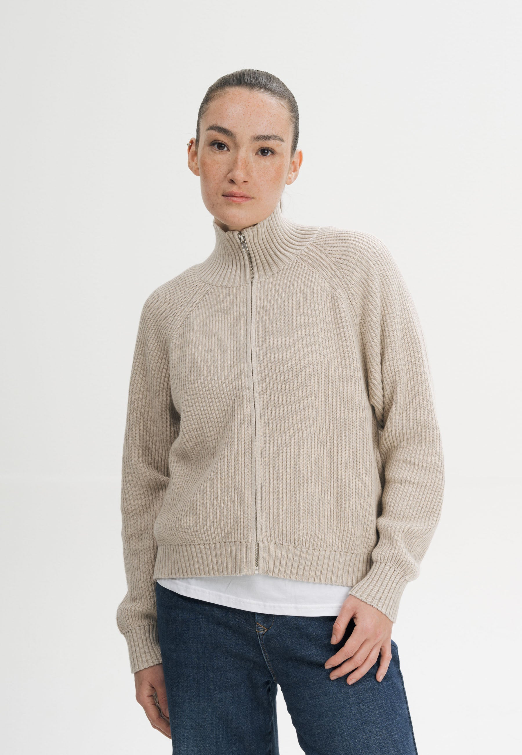 Giacca in Maglia di Cotone Biologico con Zip