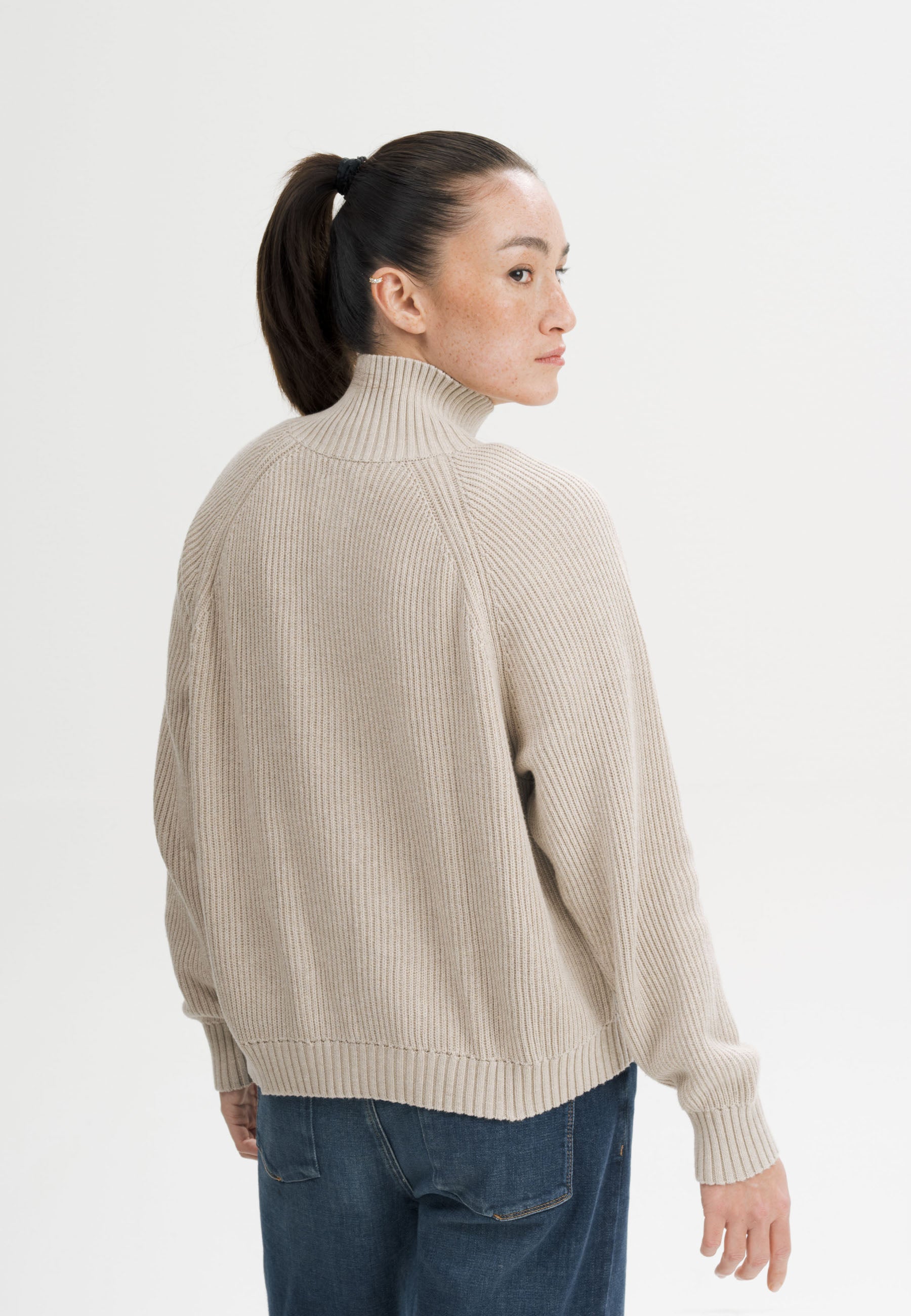 Giacca in Maglia di Cotone Biologico con Zip
