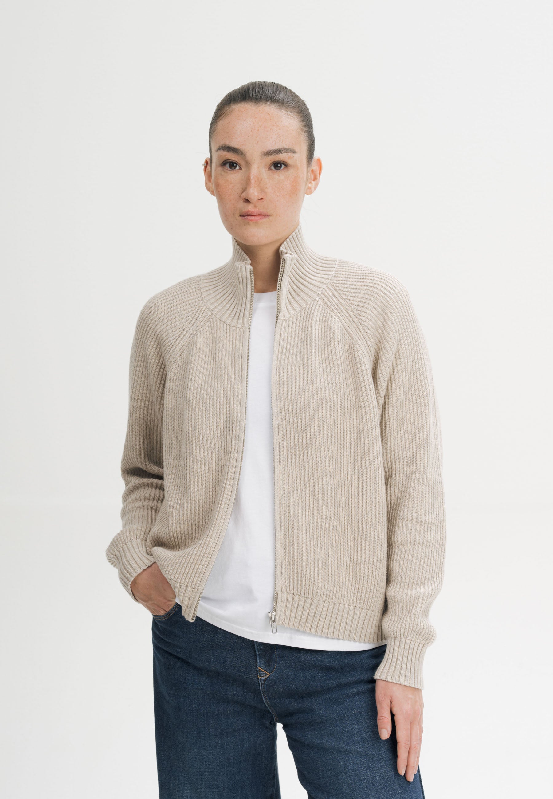 Giacca in Maglia di Cotone Biologico con Zip