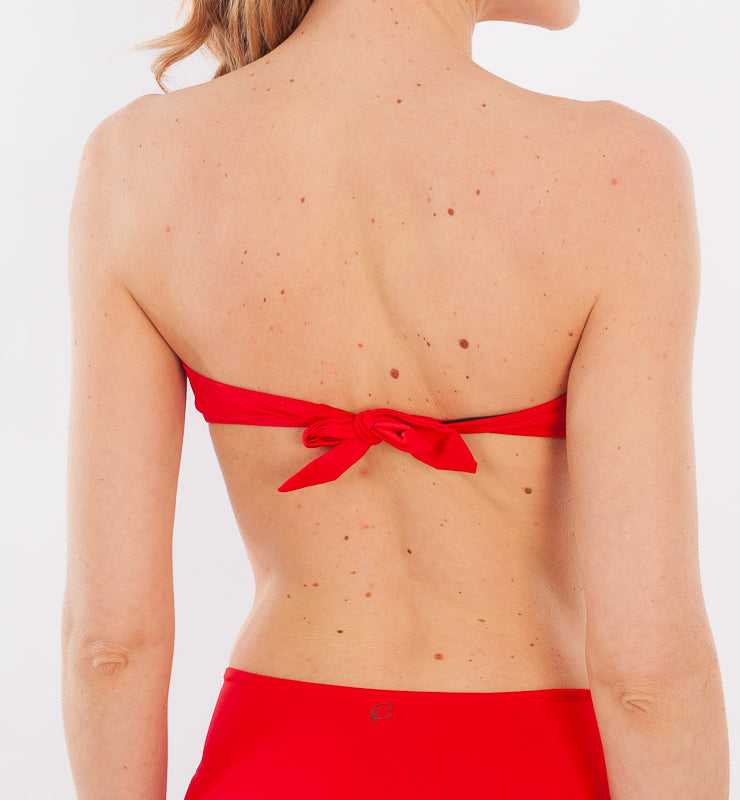 Bandeau top with recycled fabric cup