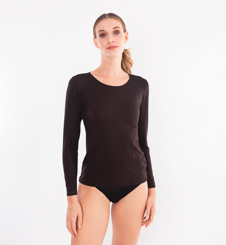 Maglia girocollo in TENCEL™ a maniche lunghe
