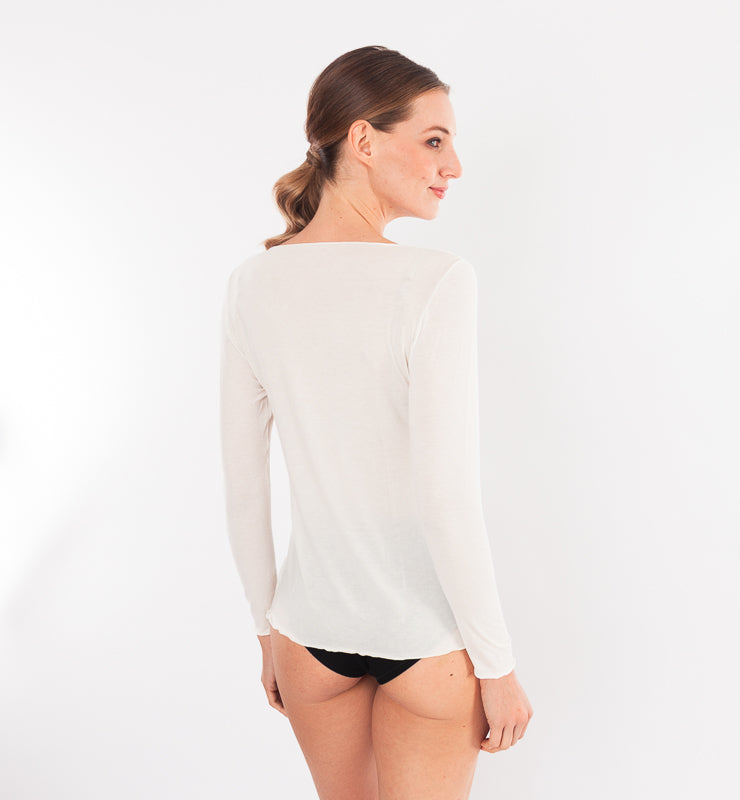Maglia scollo barchetta in TENCEL™ cashmere a maniche lunghe