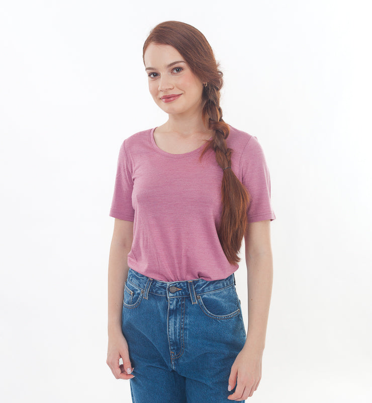 T-shirt Donna in Lana Merino Bio e Seta di Gelso