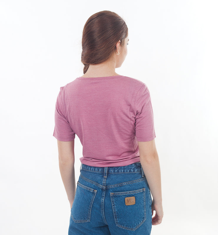 T-shirt Donna in Lana Merino Bio e Seta di Gelso