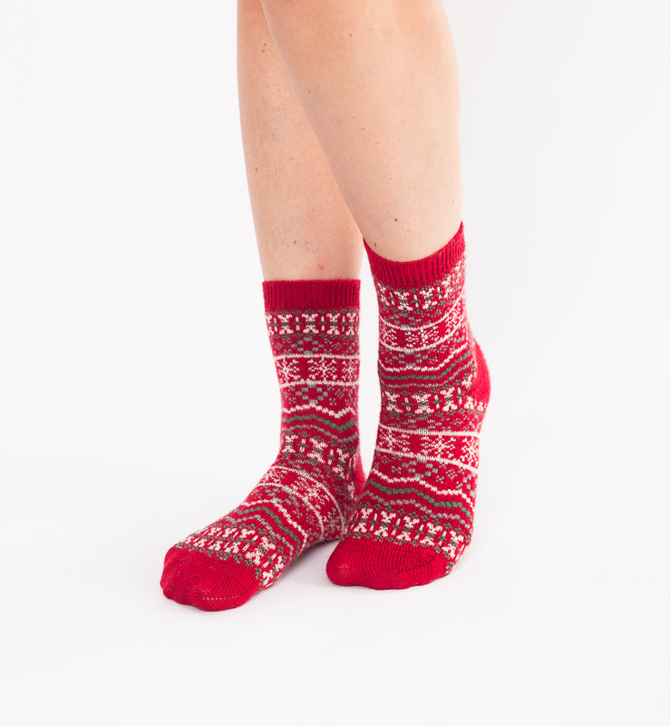 Calzini in lana merino naturali fantasia nordica