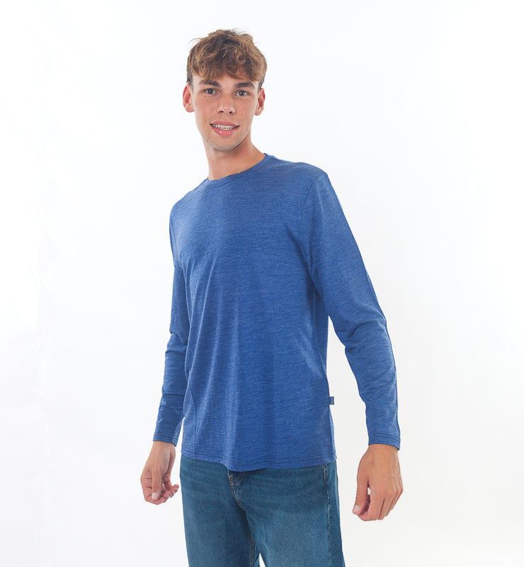 Maglia a maniche lunghe uomo in Lana Merino Bio e Seta di Gelso