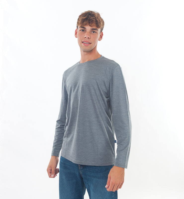 Maglia a maniche lunghe uomo in Lana Merino Bio e Seta di Gelso