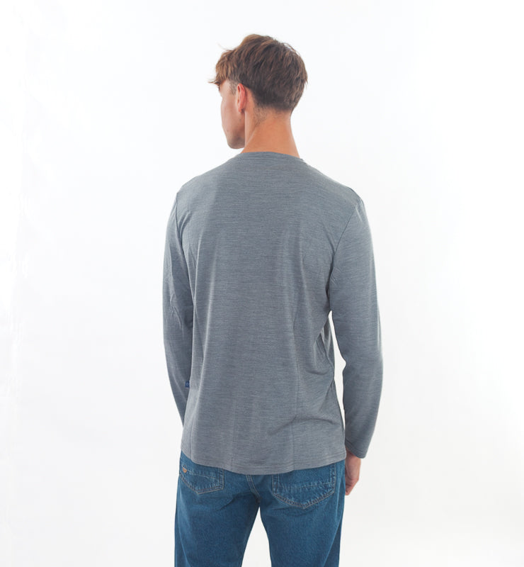 Maglia a maniche lunghe uomo in Lana Merino Bio e Seta di Gelso