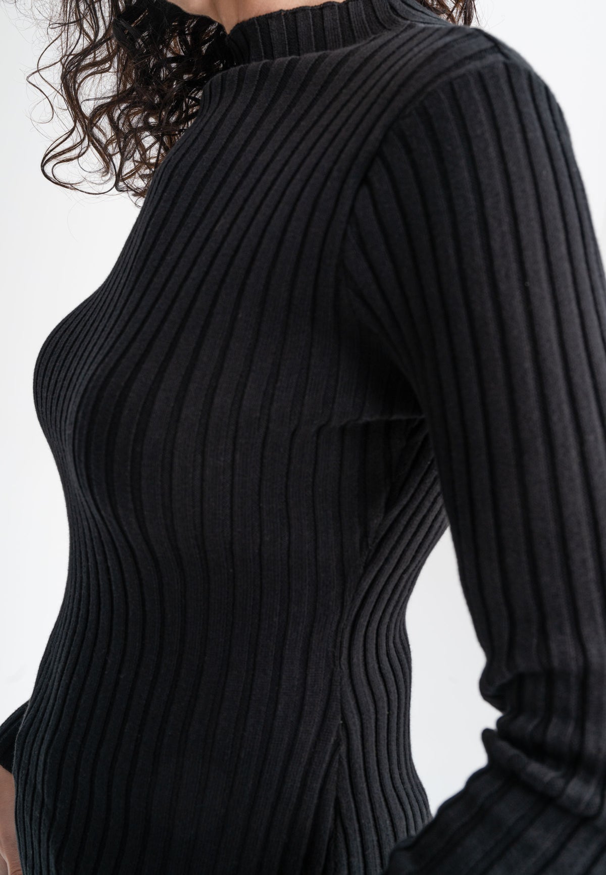 Long-sleeved sheath dress in 100% organic cotton