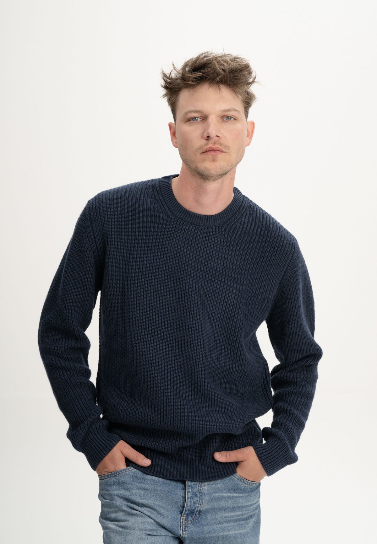 GOTS Organic Cotton Men's Sweater – Mock Neck and Zip