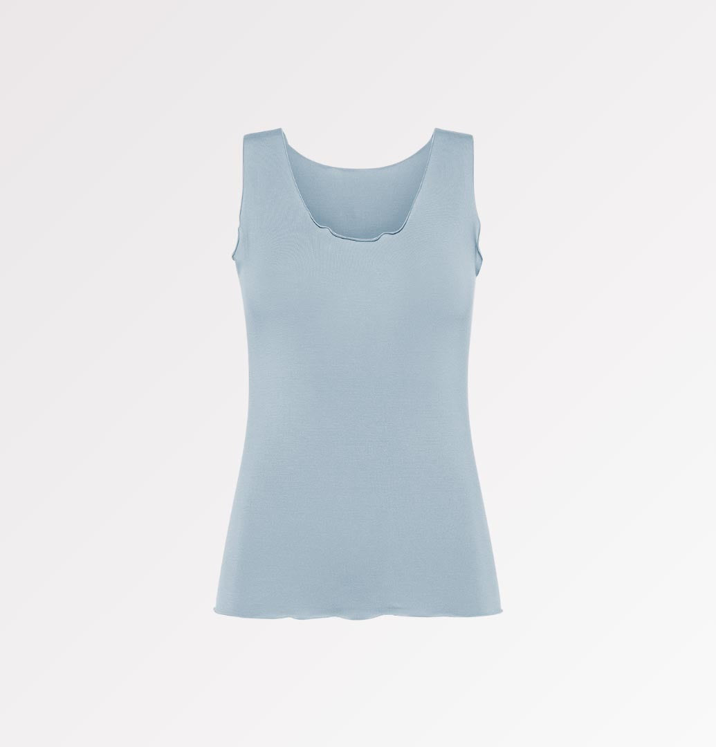 TENCEL™ wide shoulder ruffle tank top