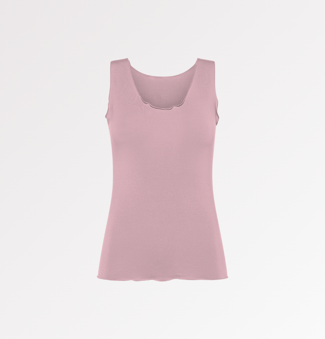 TENCEL™ wide shoulder ruffle tank top