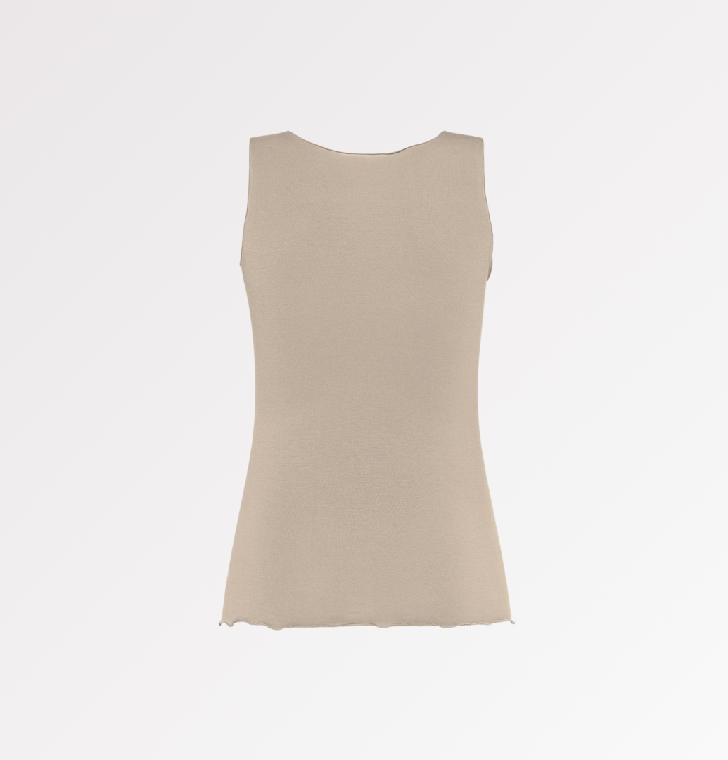 TENCEL™ wide shoulder ruffle tank top