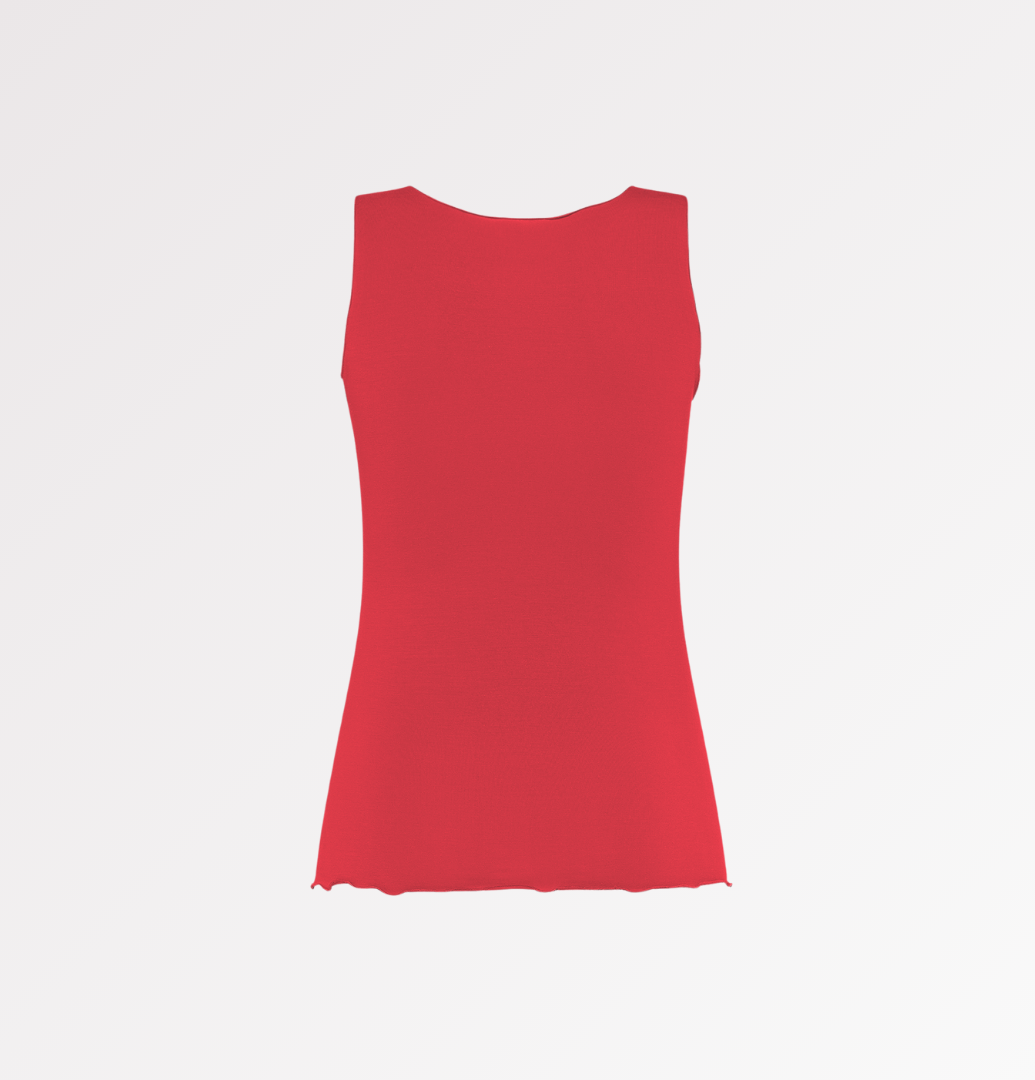 TENCEL™ wide shoulder ruffle tank top