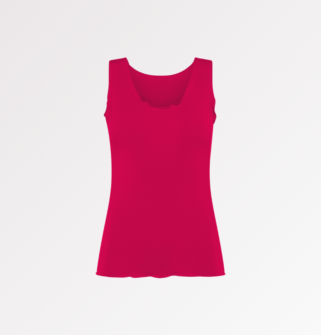 TENCEL™ wide shoulder ruffle tank top