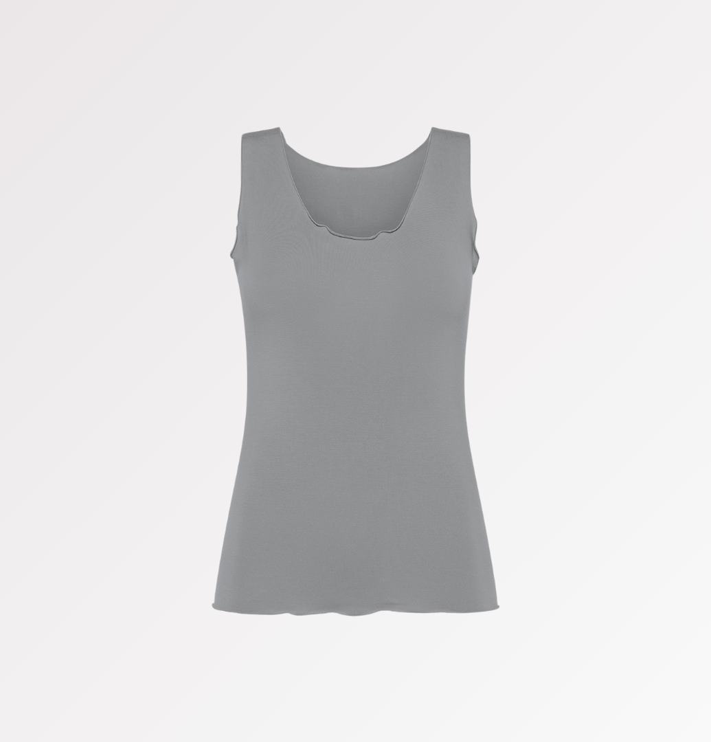 TENCEL™ wide shoulder ruffle tank top