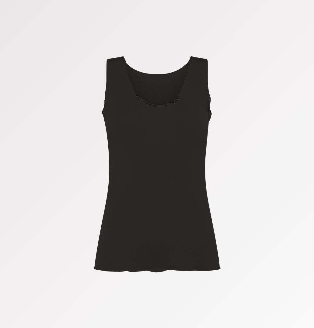 TENCEL™ wide shoulder ruffle tank top