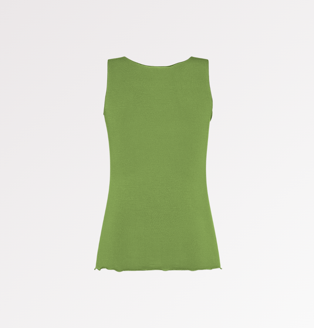 TENCEL™ wide shoulder ruffle tank top